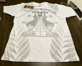 NWT Ablanche Winged Cross White T Shirt Sz XL Street Wear Y2K Vtg Dead Stock - £43.96 GBP