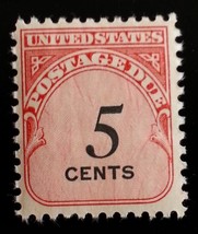 1959 5c Postage Due Carmine Rose &amp; Black Scott J93 Mint F/VF NH - $0.99