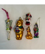 LOT of 5 Disney Pooh Minnie Pluto Goofy Tinkerbell Hand Blown Ornaments ... - £39.08 GBP