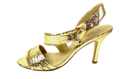 Women Size 6.5 High Heel Gold Sandal Vintage Inspired 70s Prom Jacqueline Ferrar - £19.60 GBP