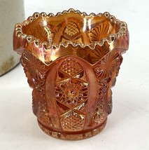 Imperial Daisy &amp; Button Iridescent Marigold Carnival Glass Toothpick Holder - €11,95 EUR