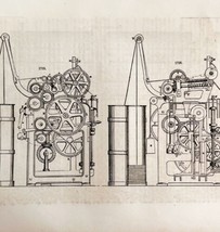 Flax Preparation Machine Woodcut 1852 Victorian Industrial Print Engines... - $39.99