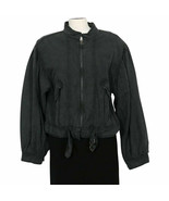 FREE PEOPLE Black Poet Bishop Sleeve Cotton Linen Moto Jacket M - $108.92 CAD