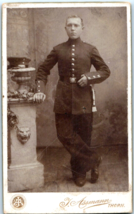 WWI German Soldier Long Bayone Knot Cabinet Card Photograph - £8.25 GBP