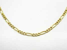 3mm Wide Figaro Chain Necklace 14k Gold 18&quot; Long 4.2 Grams - £479.67 GBP