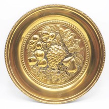Brass Wall Plaque Hanging Embossed Relief Grapes Decor 16&quot; - $79.33