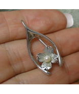 WISHBONE Pin with small Pearl Dogwood Blossom in Sterling Silver - Harry... - $35.00