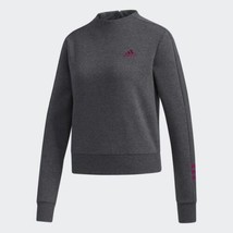 adidas womens Essentials Comfort Mock Crew Sweatshirt Dark Grey Heather ... - $21.37