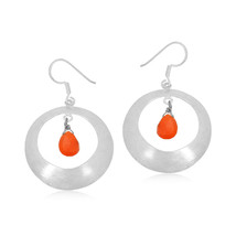 Sterling Silver Scratch Finish Jewelry Earrings with Carnelian - £27.66 GBP