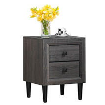 Nightstand Beside Table W/Drawer Retro Grey Night Table End Table Furniture - £88.99 GBP