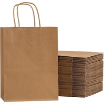 RACETOP Small Brown Kraft Paper Bags with Handles Bulk, 5.9&quot;x3.2&quot;x8.3&quot; 80 Bags - £21.83 GBP