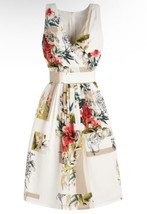 White House Black Market Watercolor Floral Sleeveless Dress Sz 2 White Pink - £31.19 GBP