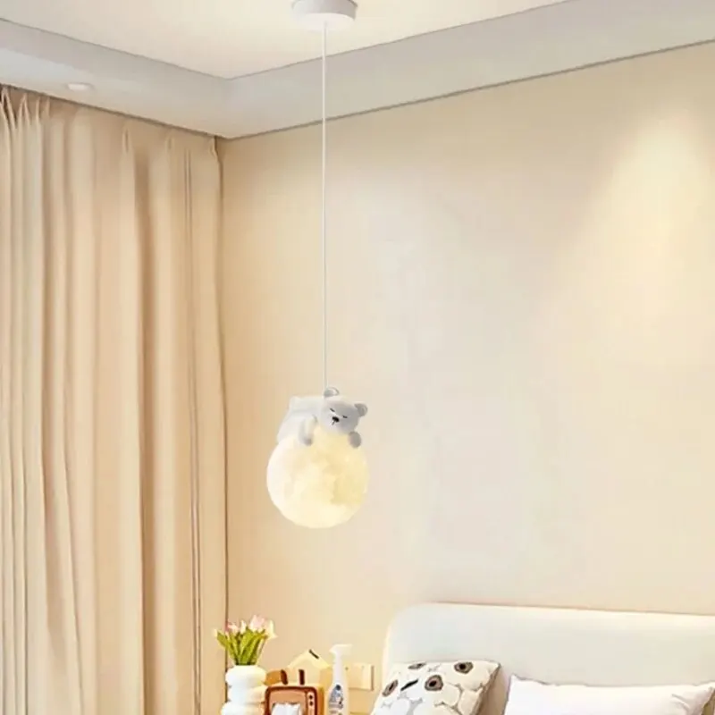 A Bear Single Chandelier Bedroom Headlamp LED Moon Creative Nordic Decor... - $31.82+