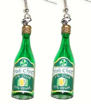 Funky 5% Irish 95% Drunk Beer Whiskey Bottle Earrings St Patrick Costume Jewelry - £8.51 GBP