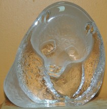 Panda Sculpture Paperweight 5.5&quot;x5.25&quot; Unsigned Swedish Lead Crystal acid etched - £16.00 GBP
