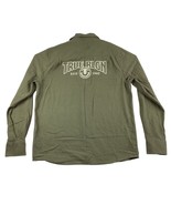 True Religion Flannel Shirt Large Olive Green Long Sleeve Back Graphic Logo - £19.70 GBP