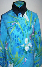 Turquoise Tropical Hawaiian Polyester Twill Lycra Stretch Fabric 1 Yard 30 inch - £28.77 GBP