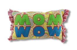 Yellow Paisley Woven Tapestry `Mom Wow` Accent Pillow - £7.16 GBP