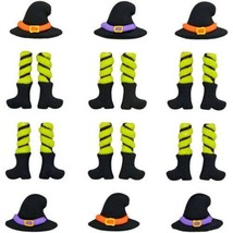 WILTON Candy HALLOWEEN ICING DECORATIONS 12 Pc Witch Hat &amp; Feet Sugar Ed... - $9.90