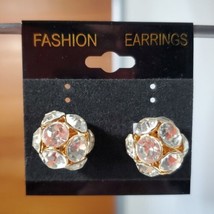 Disco Ball 5/8&quot; NEW Earrings Crystal Round Stud Back Sparkle Steel Post Pierced - £16.50 GBP