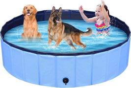 Foldable Dog Pool Collapsible Hard Plastic Dog Swimming Pool Portable Ba... - $71.24