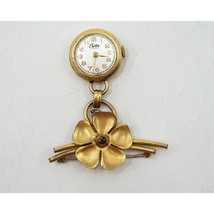 Croton Nurse&#39;s Watch Mechanical Winder Pendant on Flower Brooch - $24.74