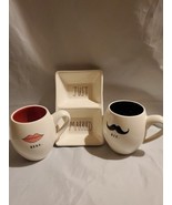 Two Rae Dunn 16oz His And Hers Mugs And Just Married Tray - $60.93 CAD