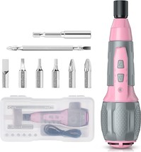 WORKPRO Pink Electric Cordless Screwdriver Set 4V USB Rechargeable Plast... - $45.99