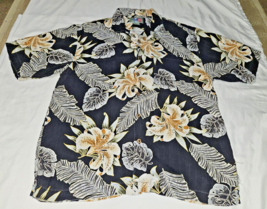 Hilo Hattie The Hawaiian Original Shirt Medium Palm Leaves Hibiscus Flowers  - £9.94 GBP