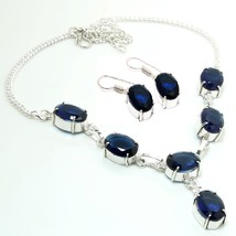 Iolite Oval Shape Handmade Black Friday Gift Necklace Set Jewelry 18" SA 675 - £6.38 GBP