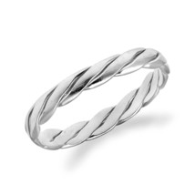 Tropical Twice Twisted 3mm Band Sterling Silver Ring-7 - £13.52 GBP