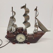 Vintage Wooden Ship Clock 810 United clock Corp Brooklyn NY aluminum sails - £59.06 GBP