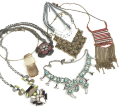 Lot of Necklaces Charming Charlie Boho statement bling costume jewelry 7 pc - £31.64 GBP