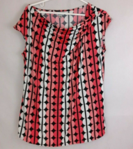 Worthington Women&#39;s Pink, Black, &amp; White Blouse With Circles Design Size XL - $14.54