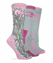Ducks Unlimited Womens Merino Wool Heavy Camo Pink Crew Boot  Ankle Socks 3 Pack - £11.50 GBP