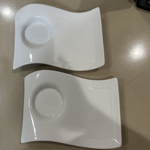 VILLEROY &amp; BOCH  2pc NEW WAVE CAFFE’ SAUCER PLATES 9” WHITE - $28.42