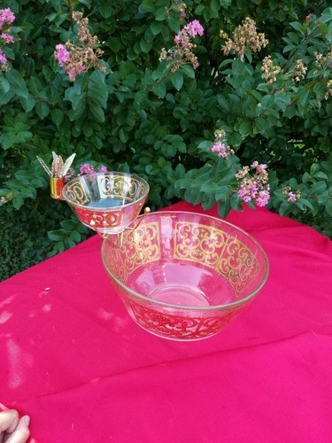 Vintage 1960 Georges Briard Gold Scroll Chip and Dip+Toothpick Holder set rare Item image 2
