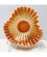 Dugan Antique 1910’s Peach Opalescent Carnival Glass Crimped Stippled Bowl - £39.18 GBP