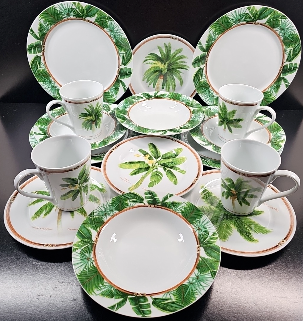 4) Florida Marketplace Palm Island 4 Pc Place Setting Tropical Dining Di... - £176.40 GBP