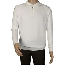 Men's Sweater Knit By BRANGO Turkey Polo Neck Cotton Blend 21228 White image 3