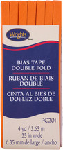 Wrights Double Fold Bias Tape .25&quot;X4yd-Orange Peel - $13.06