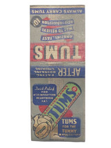 Tums Antacid Heartburn Candy Vintage 50s Advertising Matchbook Cover Mat... - £7.77 GBP