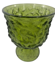 Vintage EO Brody Co Green Goblet Candy Dish Bowl Vase Planter Crinkle Glass Comp - $18.80