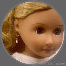 Yellow Amber Glass Crystal Pearl Dangle Doll Earrings • 18 Inch Doll Jew... - $6.86