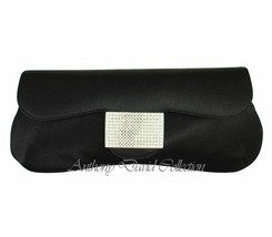 Anthony David Black Satin Clutch Evening Bag with Swarovski Crystals - £30.60 GBP