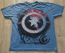 Captain America Men's Graphic Tee Size XL Washed Blue Short Sleeve Cotto... - $7.98