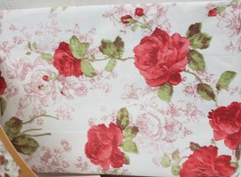 Vinyl Flannel Back Printed Tablecloth, 52&quot;x70&quot;Oblong, PINK ROSES FLOWERS... - £13.15 GBP