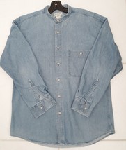 VTG Natural Issue Alternatives Blue Denim Shirt Band Collar L/S Cotton M... - £22.80 GBP