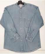VTG Natural Issue Alternatives Blue Denim Shirt Band Collar L/S Cotton M... - £23.11 GBP