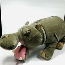 Hippopotamus Large Realistic Giant Grey Safari Pillow 30&quot; Long Plastic Teeth - £63.28 GBP